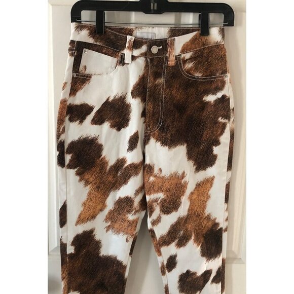 NWOT Women's WeWoreWhat / Revolve Stiletto Slit Skinny Jean Cow Print Size 26 - Picture 5 of 10
